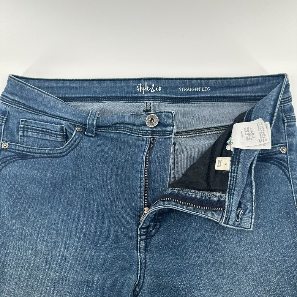 Style &‎ Co Jeans Womens 12 Blue Denim Straight Leg 5-Pocket Everyday Comfort